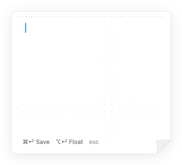 The Write Without a Date sheet with Save and Float shortcuts
